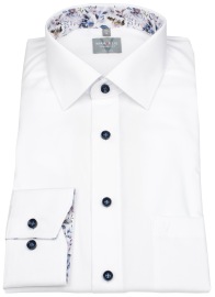 Marvelis Hemd - Comfort Fit - Kentkragen - Kontrastknöpfe - weiß