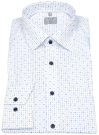 Marvelis Hemd - Comfort Fit - Print - Kontrastknöpfe - weiß / blau