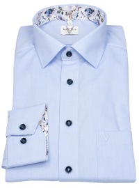 Marvelis Hemd - Modern Fit - Kentkragen - Kontrastknöpfe - hellblau