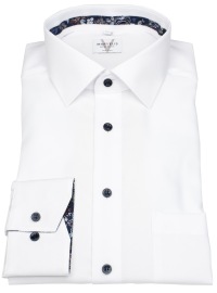 Marvelis Hemd - Modern Fit - Kentkragen - Kontrastknöpfe - weiß