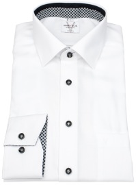 Marvelis Hemd - Modern Fit - Kentkragen - Kontrastknöpfe - weiß