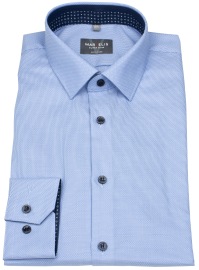 Marvelis Hemd - Super Slim Fit - Struktur - Kontrastknöpfe - hellblau - extra langer 69cm Arm