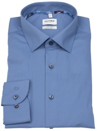 OLYMP Hemd - Level 5 Body Fit - Kentkragen - blau - extra langer 69cm Arm
