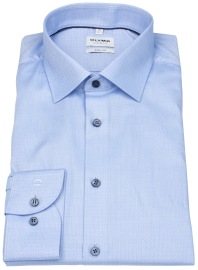 OLYMP Hemd - Level Five Body Fit - Struktur - Kontrastknöpfe - hellblau - extra langer 69cm Arm