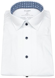 OLYMP Hemd - Modern Fit - 24/7 Flex Jersey - Kontrastknöpfe - weiß
