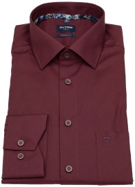 OLYMP Hemd - Modern Fit - Chambray - dunkelrot - extra langer 69cm Arm