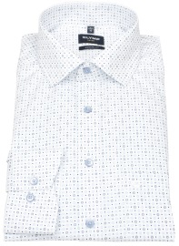 OLYMP Hemd - Modern Fit - Global Kent - Print - weiß / hellblau / dunkelblau - ohne OVP
