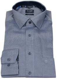 OLYMP Hemd - Modern Fit - Kentkragen - Struktur - blau