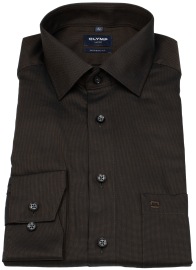 OLYMP Hemd - Modern Fit - Kentkragen - Struktur - braun / schwarz
