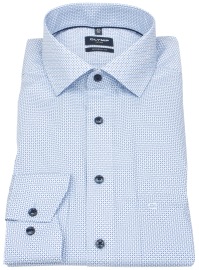 OLYMP Hemd - Modern Fit - Print - Kontrastknöpfe - blau / weiß - ohne OVP