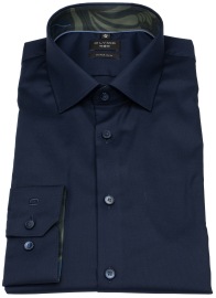 OLYMP Hemd - No. Six Super Slim - Struktur - dunkelblau - extra langer 69cm Arm