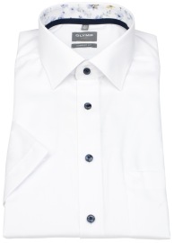 OLYMP Kurzarmhemd - Comfort Fit - Faux Uni Struktur - Kontrastknöpfe - weiß - ohne OVP