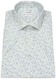 OLYMP Kurzarmhemd - Level 5 Body Fit - Print - Floral - grün / blau - ohne OVP