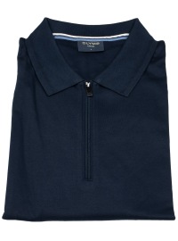 OLYMP Poloshirt - Regular Fit - Langarm - Reissverschluss - Interlock Jersey - dunkelblau