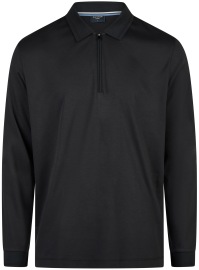 OLYMP Poloshirt - Regular Fit - Langarm - Reissverschluss - Interlock Jersey - schwarz