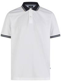 OLYMP Poloshirt - Regular Fit - Piqué - Kontrastkragen - weiß