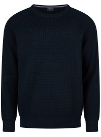 OLYMP Pullover - Rundhals-Ausschnitt - Strick - Struktur - dunkelblau