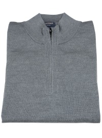OLYMP Pullover - Troyer mit Reissverschluss - Schurwolle - grau