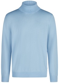 OLYMP Rollkragenpullover - Regular Fit - Merinowolle - hellblau