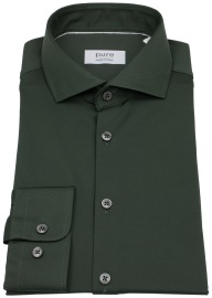 Pure Hemd - Slim Fit - Functional Shirt - Haifischkragen - grün