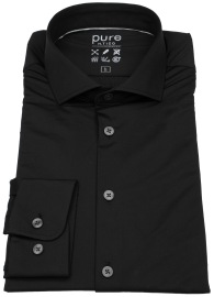 Pure Hemd - Slim Fit - Functional Shirt - Haifischkragen - schwarz