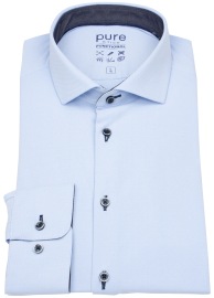 Pure Hemd - Slim Fit - Functional Shirt - Haikragen - Kontrastknöpfe - hellblau