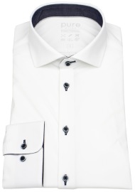 Pure Hemd - Slim Fit - Functional Shirt - Haikragen - Kontrastknöpfe - weiß