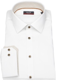 Pure Hemd - Slim Fit Stretch - Kentkragen - Kontrastknöpfe - weiß