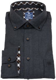 Redmond Flanellhemd - Comfort Fit - Button Down - dunkelgrau