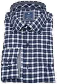 Redmond Flanellhemd - Comfort Fit - Button Down - kariert - blau / weiß
