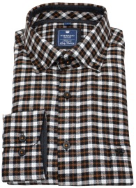 Redmond Flanellhemd - Comfort Fit - Button Down - kariert - schwarz / weiß