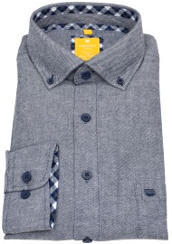 Redmond Flanellhemd - Modern Fit - Button Down Kragen - blau