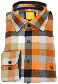 Redmond Flanellhemd - Modern Fit - kariert - orange