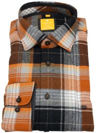 Redmond Flanellhemd - Modern Fit - kariert - orange