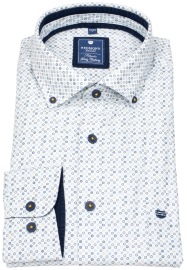 Redmond Hemd - Comfort Fit - Button Down Kragen - Print - blau