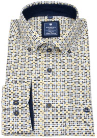 Redmond Hemd - Comfort Fit - Button Down Kragen - Print - gelb