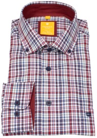 Redmond Hemd - Modern Fit - Button Down Kragen - kariert - rot