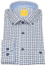 Redmond Hemd - Modern Fit - Button Down Kragen - Print - blau