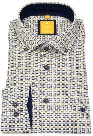 Redmond Hemd - Modern Fit - Button Down Kragen - Print - gelb