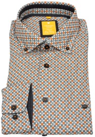 Redmond Hemd - Modern Fit - Button Down - Print - orange / grau