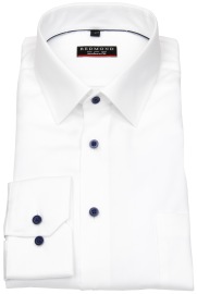 Redmond Hemd - Modern Fit - Kentkragen - Twill - blaue Kontrastknöpfe - weiß - ohne OVP