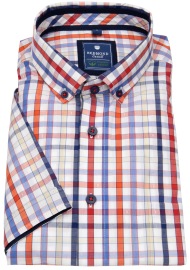 Redmond Kurzarmhemd - Comfort Fit - Button Down - Bio Baumwolle - kariert - rot - ohne OVP