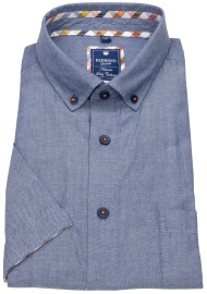 Redmond Kurzarmhemd - Comfort Fit - Button Down Kragen - Kontrastknöpfe - blau - ohne OVP