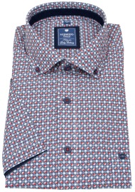 Redmond Kurzarmhemd - Comfort Fit - Button Down Kragen - rot / hellblau - ohne OVP