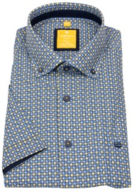 Redmond Kurzarmhemd - Modern Fit - Button Down Kragen - blau / gelb - ohne OVP