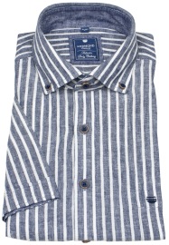 Redmond Kurzarmhemd - Regular Fit - Button Down - Leinen - Streifen - blau / weiß - ohne OVP