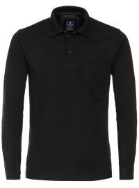 Redmond Poloshirt - Regular Fit - Langarm - Wash and Wear - schwarz