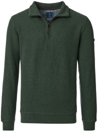 Redmond Pullover - Troyerkragen mit Reissverschluss - grün