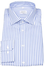 Seidensticker Hemd - Slim Fit - Haifischkragen - Struktur - Streifen - hellblau / weiß