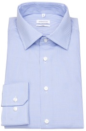 Seidensticker Hemd - Slim Fit - Kentkragen - fein kariert - hellblau / weiß